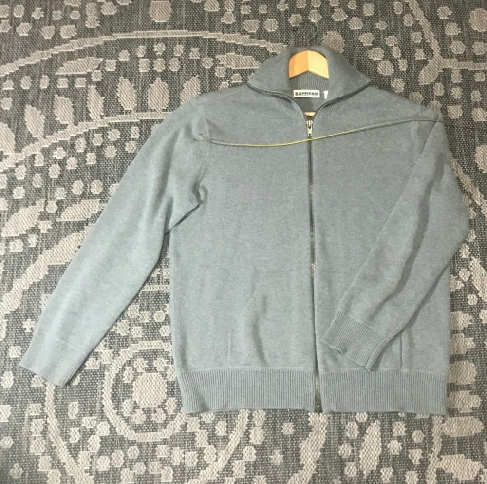 Express Gray Double Zipper Sweater sz XL